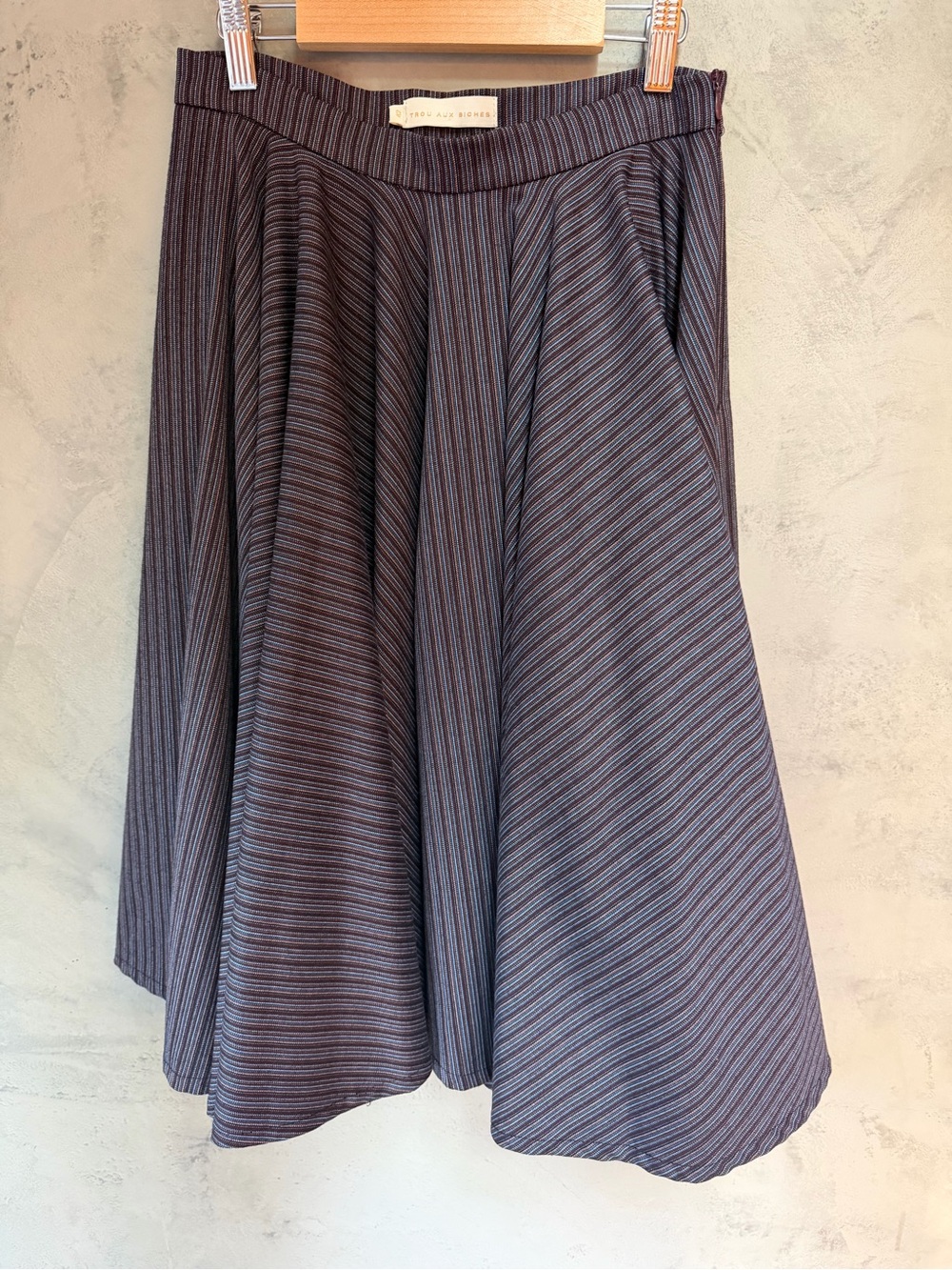 Trou Aux Biches Striped Full Circle Midi Skirt; Italian size 42 (US 6)